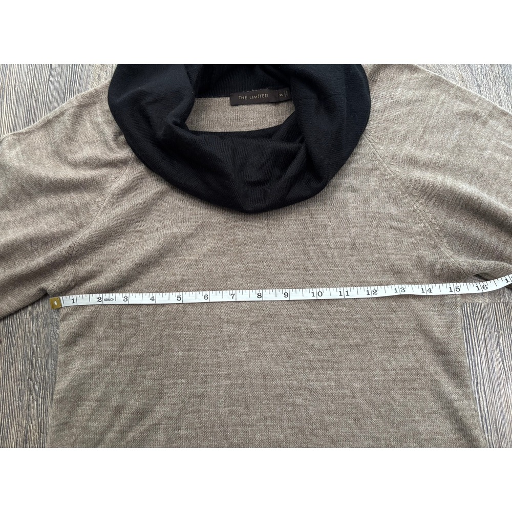 The Limited Cowl Neck Color Block Short Sleeve Sweater Tan Black XS - Picture 4 of 6